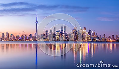 Toronto Skyline with purple light - Toronto, Ontario, Canada Stock Photo