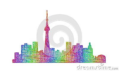 Toronto skyline silhouette - multicolor line art Vector Illustration