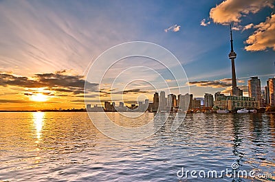 Toronto skyline at sunset Stock Photo