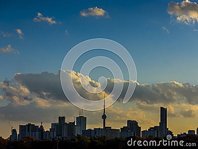 Toronto Skyline Sunset Silhouette Stock Photo