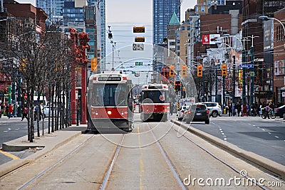 Toronto Streetcar, Spadina Avenue, Chinatown Editorial Stock Photo