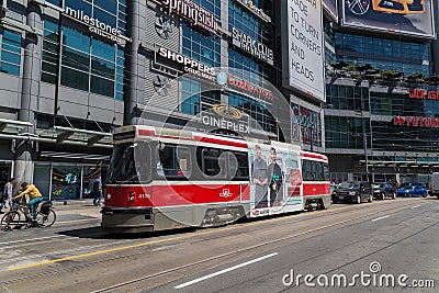 Toronto Streetcar at Yonge Dundas Square Editorial Stock Photo