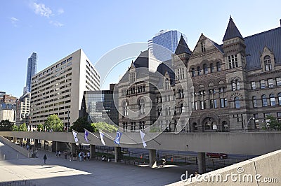 Toronto, 24th June: Nathan Phillips Square and Old City Hall from Toronto in Ontario Province Canada Editorial Stock Photo