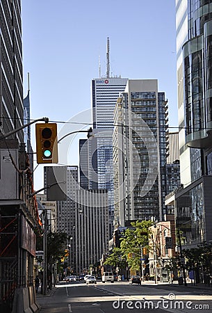 Toronto, 24th June: Street View in the Financial District from Toronto of Ontario Province in Canada Editorial Stock Photo