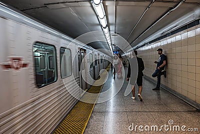 Toronto Underground Subway Station and Travelers Editorial Stock Photo