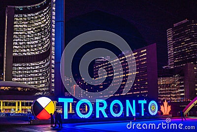 Torontos night view and landmark Editorial Stock Photo