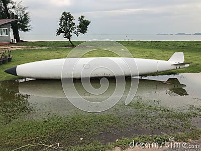 Torpedo as monument near the beach Editorial Stock Photo