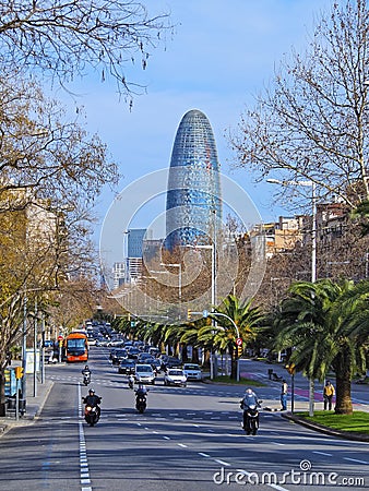 Torre Agbar in Barcelona Editorial Stock Photo