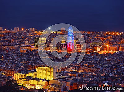 Torre Agbar in Barcelona Editorial Stock Photo