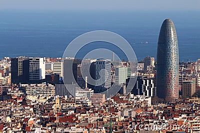 Torre Agbar - Barcelona, Spain Editorial Stock Photo