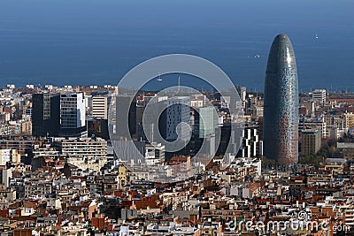 Torre Agbar - Barcelona, Spain Editorial Stock Photo