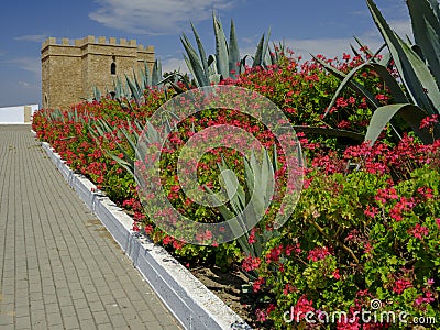 Torre Castillo de dona Blanca and gardens Editorial Stock Photo