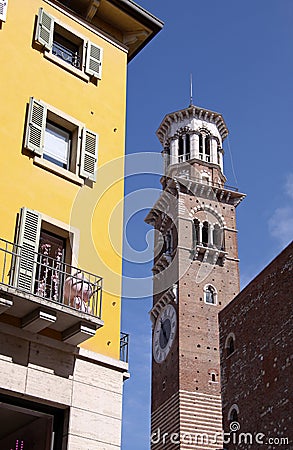 Torre dei Lamberti in Verona Stock Photo