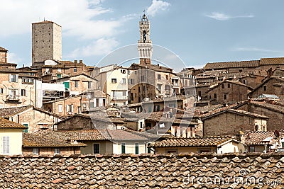 Torre del Mangia and Siena historical centre. Tuscany, Italy. Stock Photo