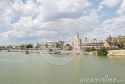 Torre del Oro, Sevilla, Guadalquivir river, Tower of gold, Seville, Spain Editorial Stock Photo