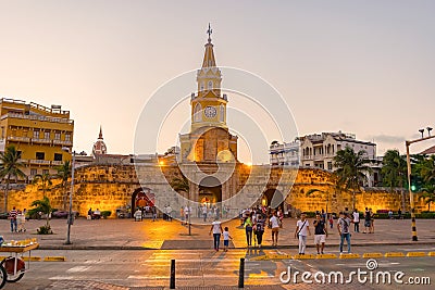 The Torre del Reloj, or Clock Tower in Cartagena, Colombia Editorial Stock Photo