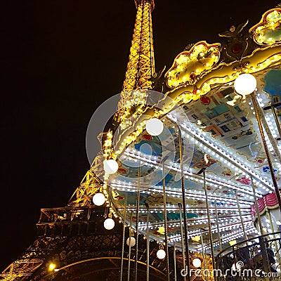 Torre eiffel and caroussel Editorial Stock Photo