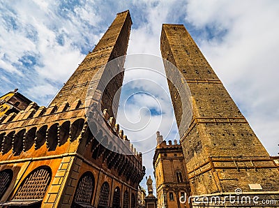 Due torri (Two towers) in Bologna (hdr) Stock Photo