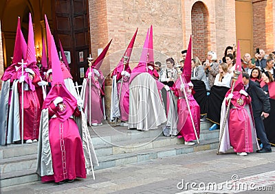 Torrevieja, Spain - April 7, 2023: Nazarenos during Holy Week procession in Torrevieja, Spain Editorial Stock Photo