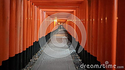 Torrid Gate Path at Fushimi Inari Taisha Temple in Kyoto Japan Editorial Stock Photo