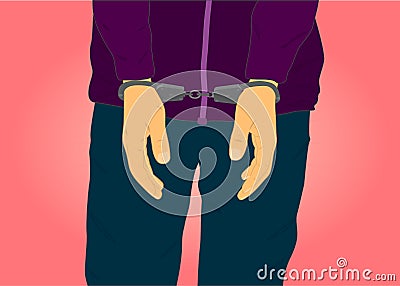 Torso detainee handcuffed hands Vector Illustration