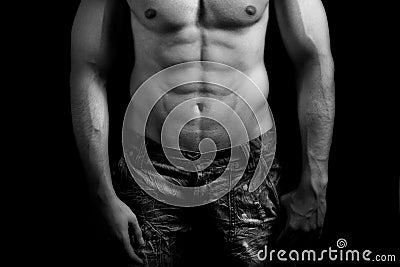 Torso of muscular man with abdomen Stock Photo