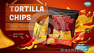 Tortilla chips ads Vector Illustration