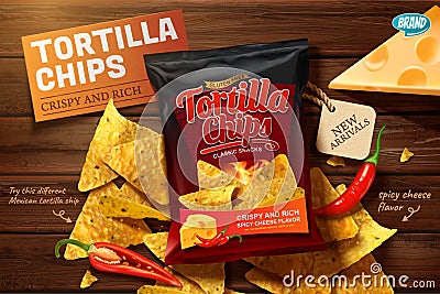 Tortilla chips ads Vector Illustration