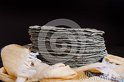 Tortillas azules, blue corn, mexican food traditional food in mexico Stock Photo