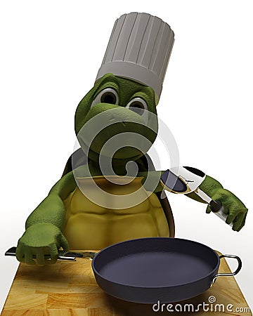 Tortoise Caricature as a Chef Stock Photo