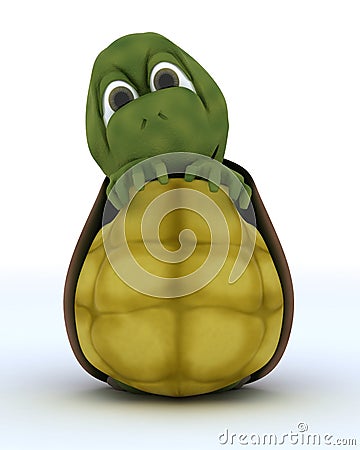 Tortoise Caricature Hiding in Their Shell Stock Photo