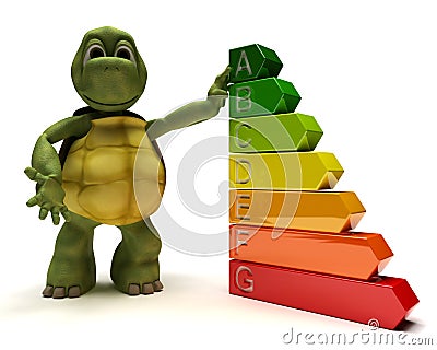 Tortoise with energy ratings Stock Photo