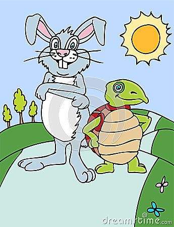 Tortoise and Hare Vector Illustration