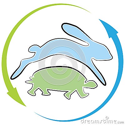 Tortoise Hare Race Cycle Vector Illustration