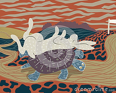 Tortoise and smarter hare Vector Illustration