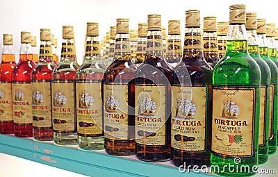 Tortuga Rum Display Editorial Stock Photo