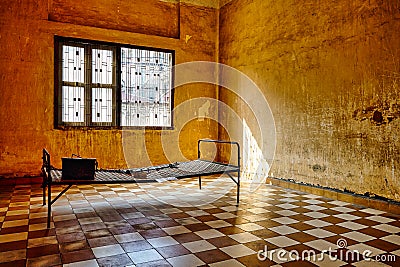 The torture chamber prison of S21 Tuol Sleng from the Khmer Rouge in Phnom Penh Cambodia Editorial Stock Photo