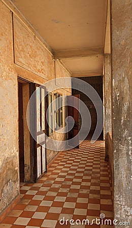 Torture room at the Tuol Sleng Genocide Museum in Phnom Penh Stock Photo