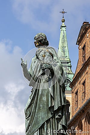 Nicolaus Copernicus Monument, statue of polish renaissance astronomer on the Old Town Square, Torun, Poland Editorial Stock Photo