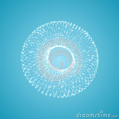 The Torus Consisting of Points. Connection Structure. 3D Grid Design. Technology Style. Molecular Lattice. Vector Illustration Vector Illustration