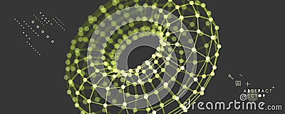 Torus. Object with lines and dots. Molecular grid. Technology style with particle. Vector illustration. Vector Illustration
