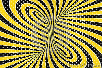 Torus optical 3D illusion raster illustration. Twisting loops and spots pattern. Infinity effect hypnotic image. Cartoon Illustration