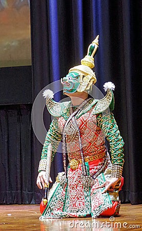 Tosakan the demon in Ramayana Khon mask Editorial Stock Photo