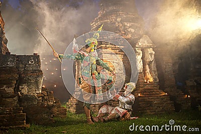 Tosakanth and Hanuman,ramayana story Stock Photo