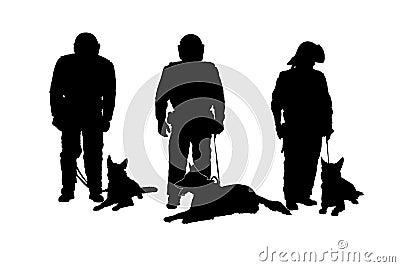 Policemen with dogs Stock Photo