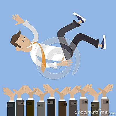 Toss the person a success Vector Illustration