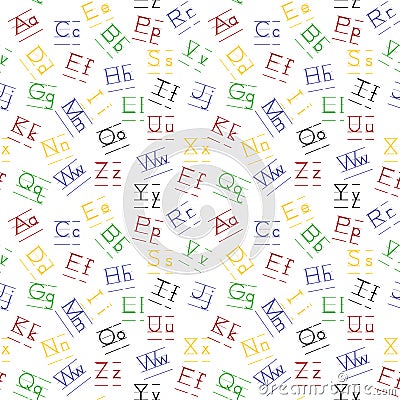 tossed ABC 4 ways vector repeat seamless pattern. Cartoon Illustration