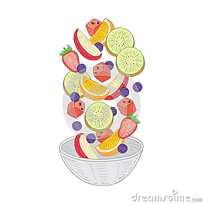 Tossed fruit salad. Vector illustration decorative design Vector Illustration