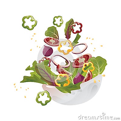 Tossed salad. Vector illustration decorative design Vector Illustration