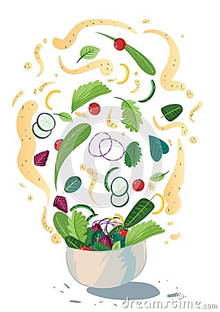 Tossed salad. Vector illustration decorative design Vector Illustration